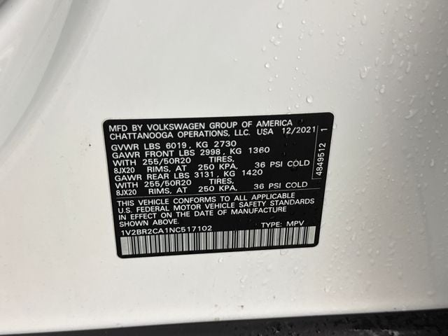 2022 Volkswagen Atlas 3.6L V6 SEL