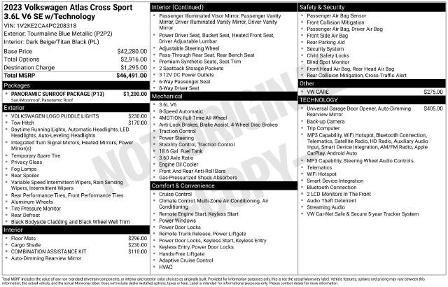2023 Volkswagen Atlas Cross Sport 3.6L V6 SE w/Technology