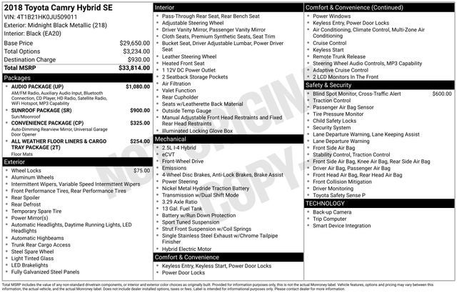 2018 Toyota Camry Hybrid Hybrid LE