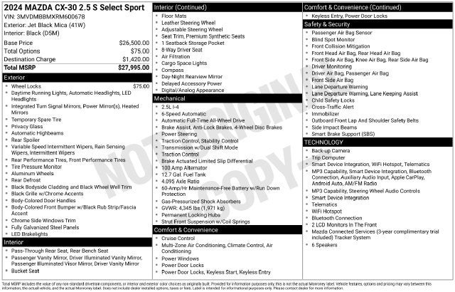2024 Mazda Mazda CX-30 2.5 S Select Sport