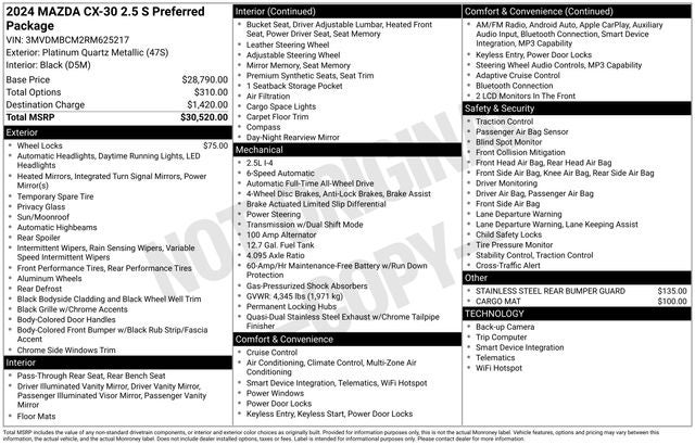 2024 Mazda Mazda CX-30 2.5 S Preferred Package