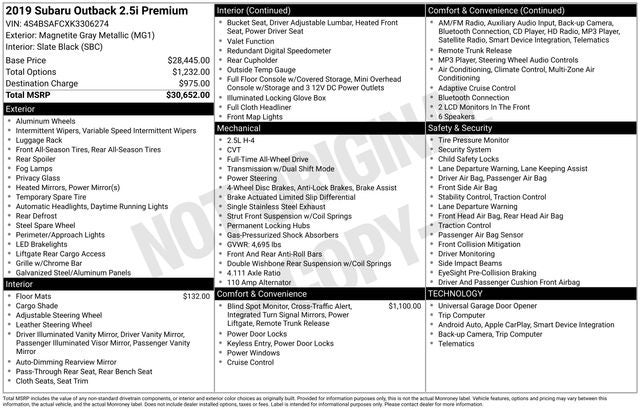 2019 Subaru Outback 2.5i Premium