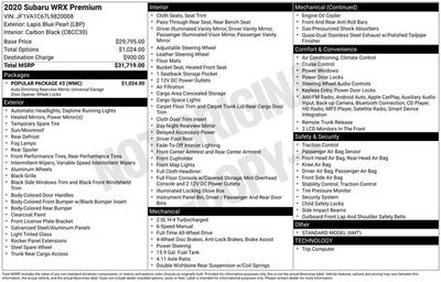 2020 Subaru WRX Premium