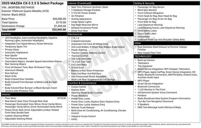 2025 Mazda Mazda CX-5 2.5 S Select Package