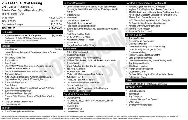 2021 Mazda Mazda CX-9 Touring