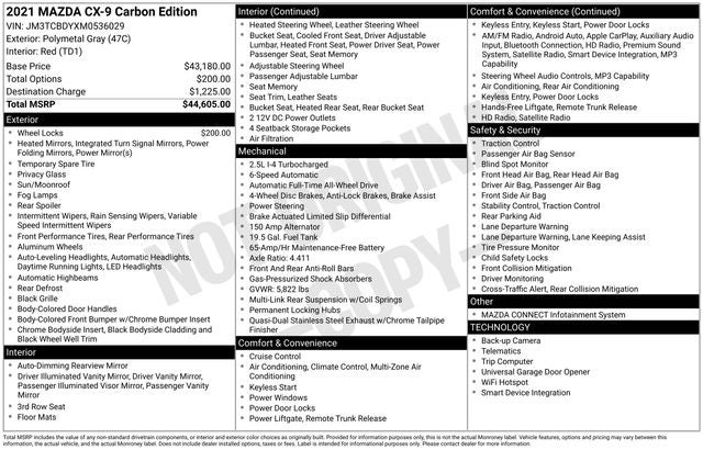 2021 Mazda Mazda CX-9 Carbon Edition