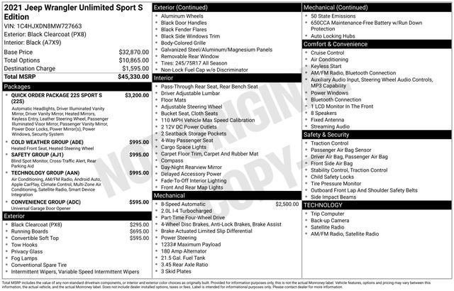 2021 Jeep Wrangler Unlimited Sport S