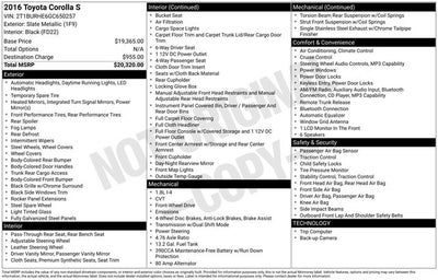 2016 Toyota Corolla S