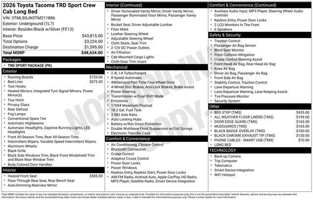 2026 Toyota Tacoma TRD Sport Long Bed