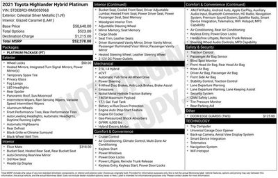 2021 Toyota Highlander Hybrid Platinum