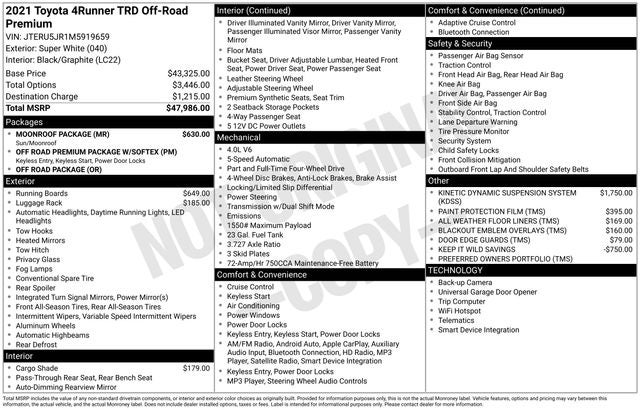 2021 Toyota 4Runner TRD Off-Road Premium