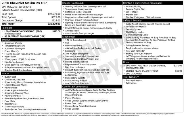 2020 Chevrolet Malibu RS