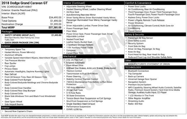 2018 Dodge Grand Caravan GT