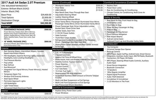 2017 Audi A4 2.0T Premium quattro