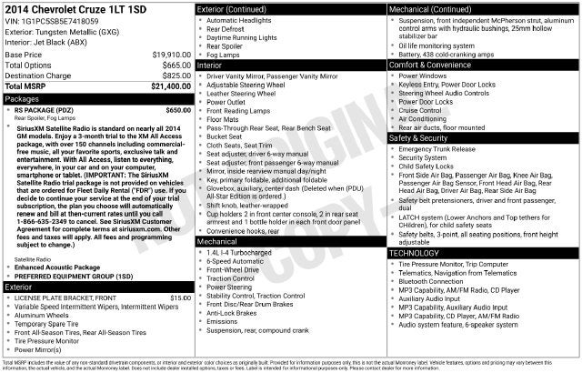 2014 Chevrolet Cruze 1LT