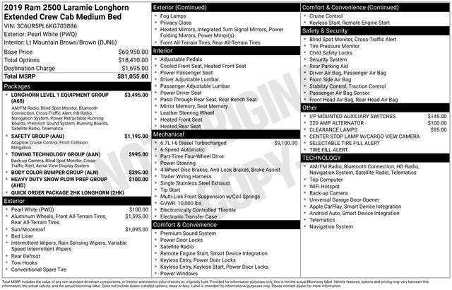 2019 RAM 2500 Laramie Longhorn