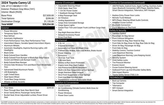 2024 Toyota AWD Camry LE