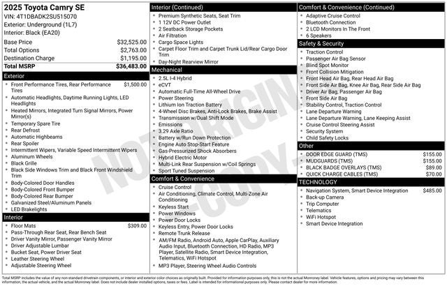 2025 Toyota AWD Camry SE