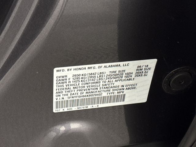 2019 Honda Pilot Touring 7 Passenger