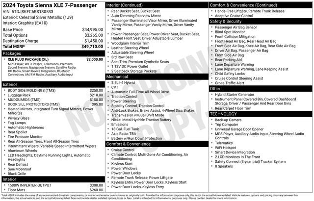 2024 Toyota Sienna XLE 7 Passenger