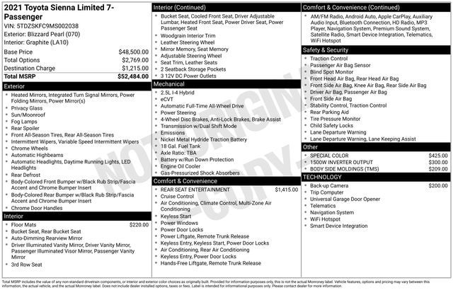 2021 Toyota Sienna Limited 7 Passenger