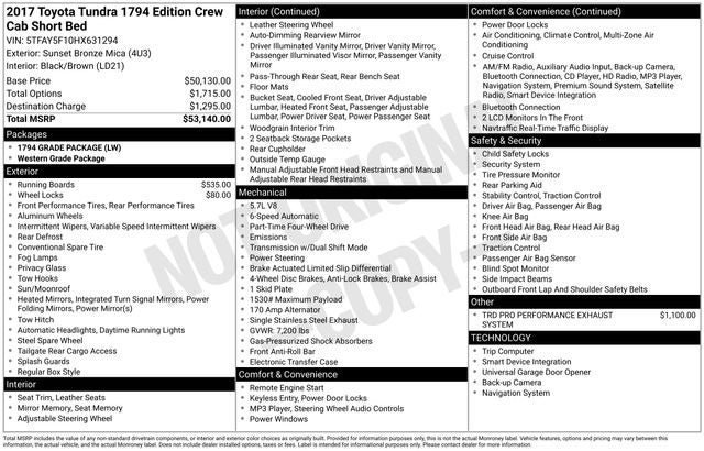 2017 Toyota Tundra 1794 5.7L V8