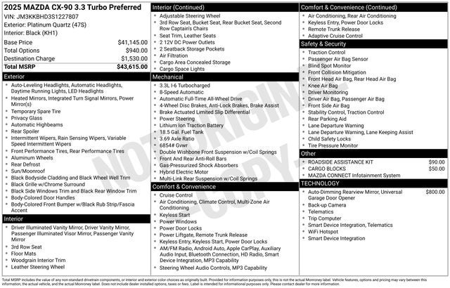 2025 Mazda Mazda CX-90 3.3 Turbo Preferred